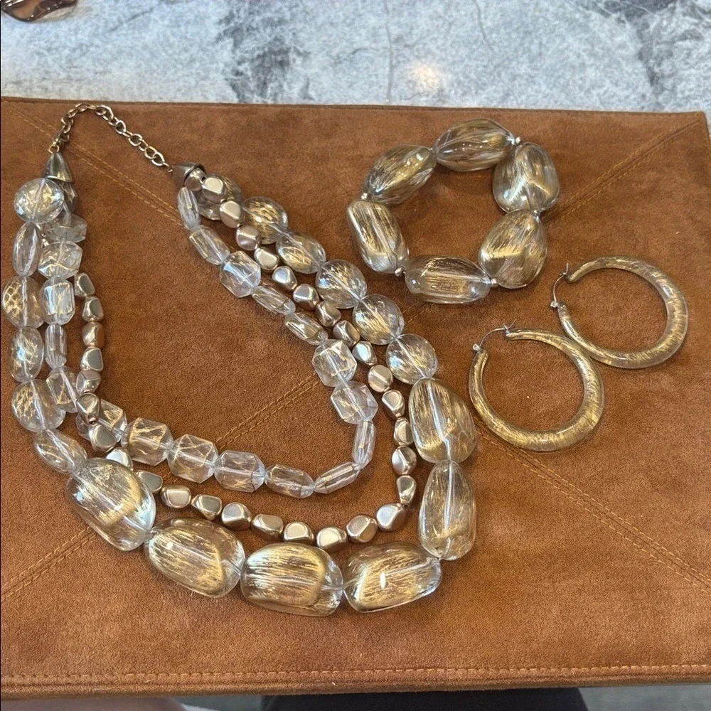 Gold and Clear Jewelry Set, like new